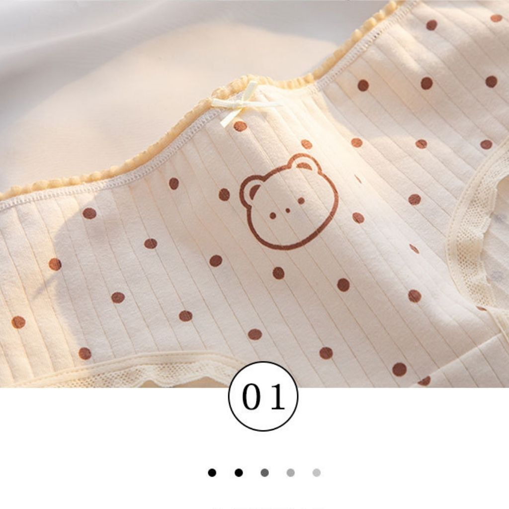 Quần lót nữ cotton kháng khuẩn khử mùi cao cấp ren viền gợi cảm họa tiết cute LANIXA L120