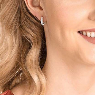 Khuyên tai nữ LAMY Stone Hoop Earrings Silver 3047