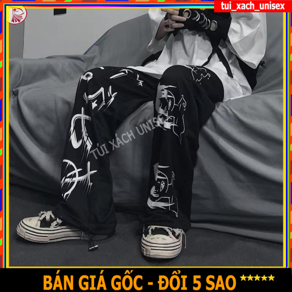 SIÊU CHẤT 🌸 Quần nỉ unisex nam nữ form rộng in hoạ tiết hoạt hình (JOGGER ỐNG XUÔNG DÀI 90CM) 9999