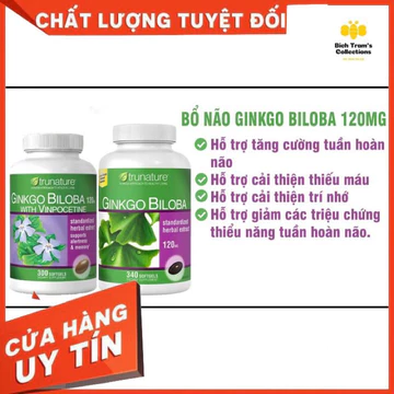 [Chính Hãng USA] Viên Uống Bổ Não Ginkgo Biloba 120mg Trunature 340 Viên - Hỗ Trợ Tăng Cường Tuần Hoàn Máu Bổ Não