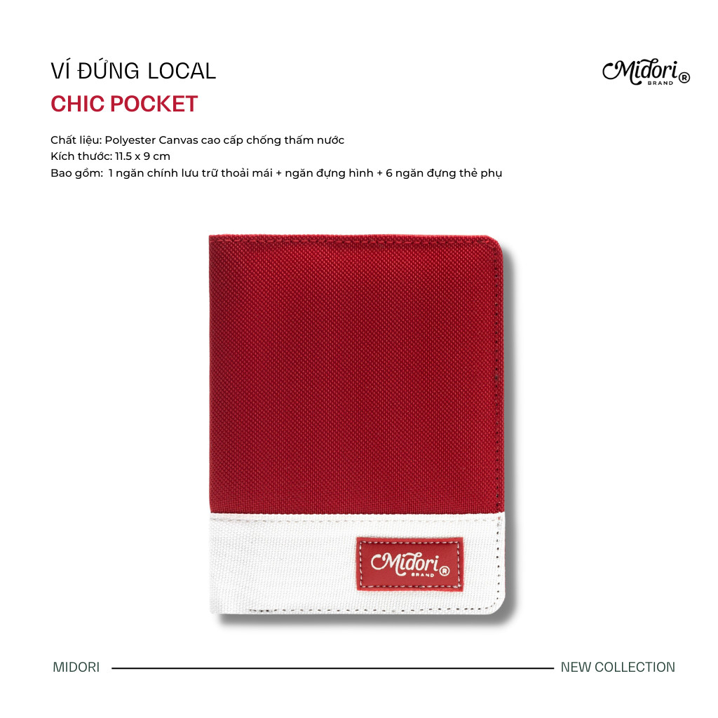 Ví Vải Đứng Chic Pocket Nam Nữ Polyester Siêu Bền Đẹp Chống Nước Unisex local brand chính hãng Mi Midori