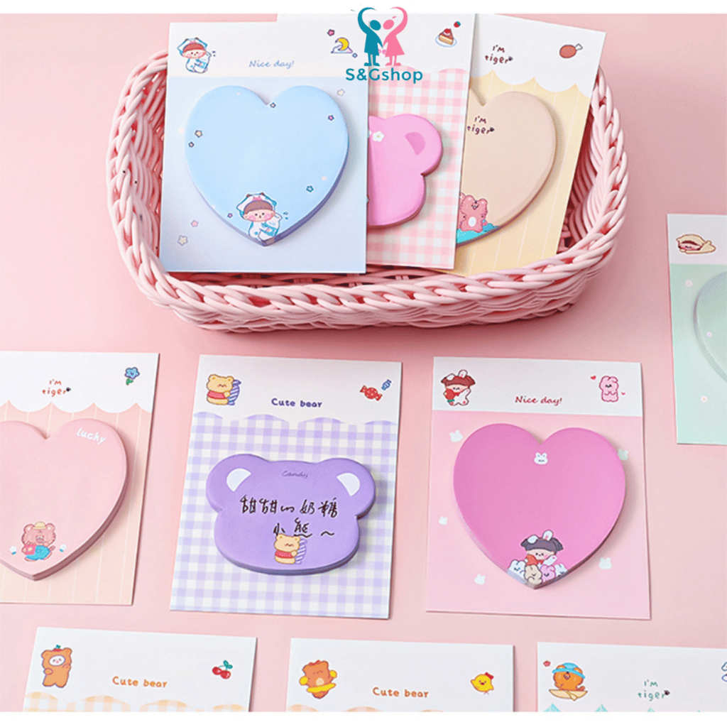 4 Xấp Giấy note hình trái tim, giấy nhớ cute ghi chú dễ thương đẹp nhỏ ...