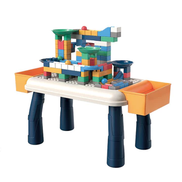 Bàn lego cho bé, lego city cầu trượt thả bóng đồ chơi trí tuệ cho bé Bộ bàn đa năng ráp Lego 2 mặt cỡ 38*10*28