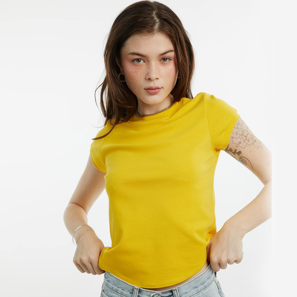 TheBlueTshirt - Áo Thun Nữ Tay Ngắn Màu Vàng - 1990s Tshirt - Mustard Yellow