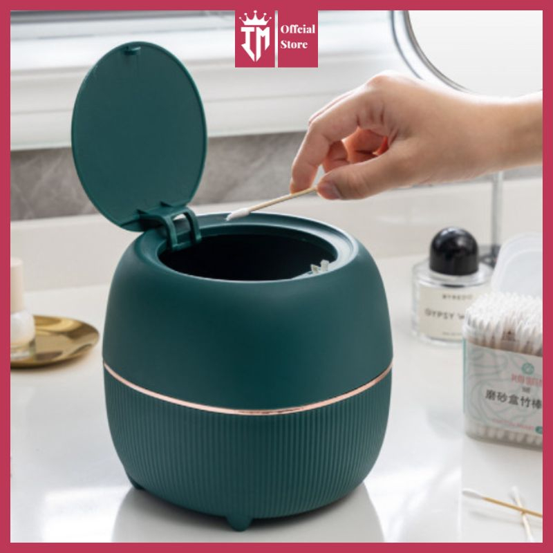 Thùng rác để bàn trang điểm tiện lợi có nắp bấm - Sọt rác mini thông ...