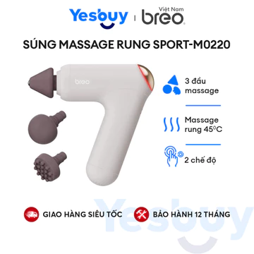 Súng Massage rung BREO Sport-M0220 | 3 đầu massage chuyên nghiệp | Massage rung với nhiệt độ 45℃ | Bảo Hành 12 Tháng