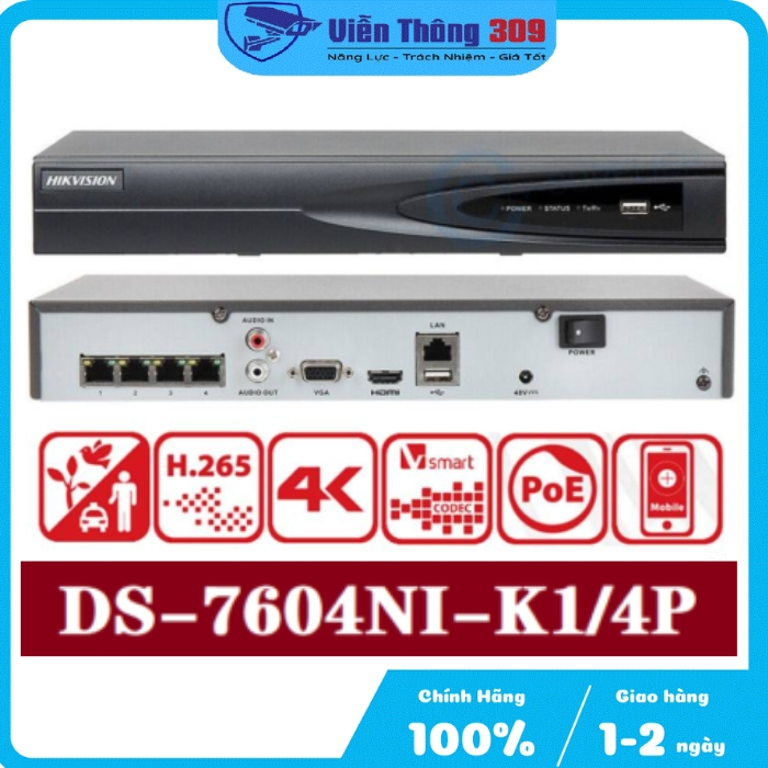 Đầu ghi hình IP 4 kênh HIKVISION DS-7604NI-K1 | Shopee Việt Nam