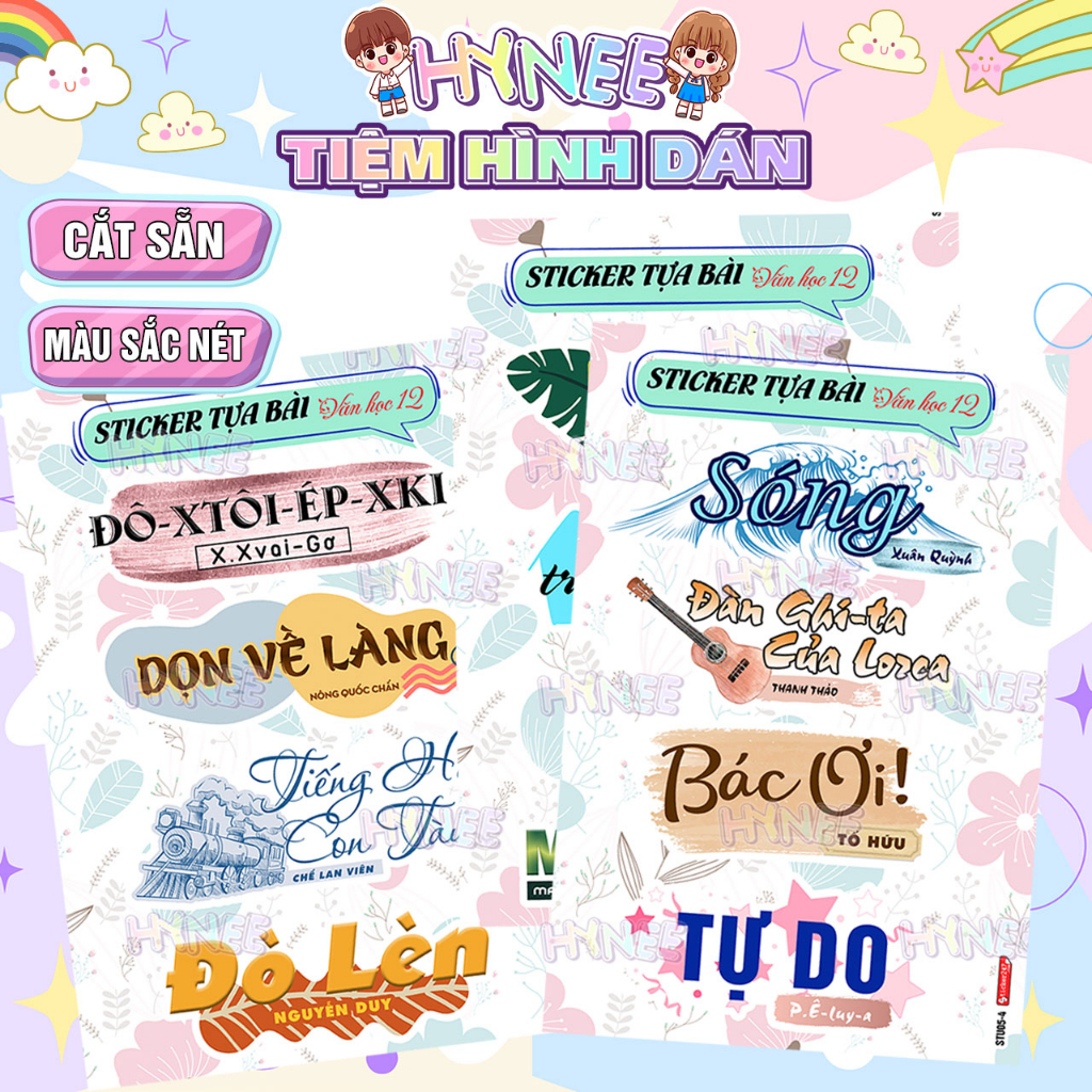 Sticker Ngữ Văn Lớp 12 Chương Trình Mới - Nhãn Dán Tựa Bài Văn Học Lớp ...