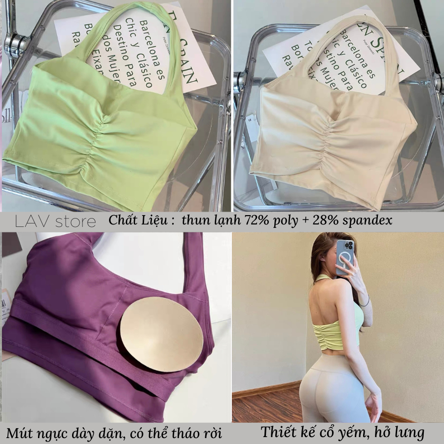 Áo bra tập gym, yoga thể thao nữ, áo bra lulu yếm hở lưng sexy - LAV Activewear/WX462