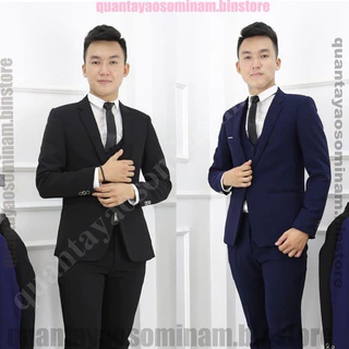Áo vest chú rể, vest nam công sở form Hàn Quốc tặng kèm bong lúa chất vải Tuyết Mưa tây, có độn vai,sang trọng,trẻ trun