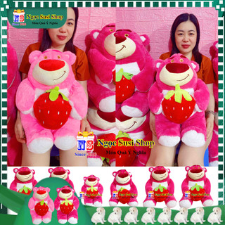 THÚ BÔNG GẤU DÂU LOTSO ÔM TRÁI DÂU ÔM NGỦ TRANG TRÍ QUÀ TẶNG MẪU MỚI ĐỦ SIZE - GẤU BÔNG ÔM DÂU ẢNH THẬT ĐẸP NHƯ ẢNH