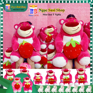 THÚ BÔNG GẤU DÂU LOTSO ÔM TRÁI DÂU ÔM NGỦ TRANG TRÍ QUÀ TẶNG MẪU MỚI ĐỦ SIZE - GẤU BÔNG ÔM DÂU ẢNH THẬT ĐẸP NHƯ ẢNH