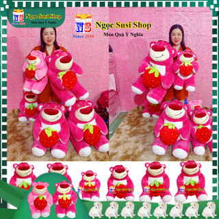 THÚ BÔNG GẤU DÂU LOTSO ÔM TRÁI DÂU ÔM NGỦ TRANG TRÍ QUÀ TẶNG MẪU MỚI ĐỦ SIZE - GẤU BÔNG ÔM DÂU ẢNH THẬT ĐẸP NHƯ ẢNH