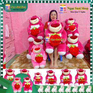 THÚ BÔNG GẤU DÂU LOTSO ÔM TRÁI DÂU ÔM NGỦ TRANG TRÍ QUÀ TẶNG MẪU MỚI ĐỦ SIZE - GẤU BÔNG ÔM DÂU ẢNH THẬT ĐẸP NHƯ ẢNH