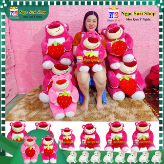 THÚ BÔNG GẤU DÂU LOTSO ÔM TRÁI DÂU ÔM NGỦ TRANG TRÍ QUÀ TẶNG MẪU MỚI ĐỦ SIZE - GẤU BÔNG ÔM DÂU ẢNH THẬT ĐẸP NHƯ ẢNH