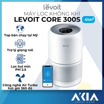 Máy lọc không khí Levoit Core 300S - Điều khiển từ xa và giọng nói, công nghệ Air Turbo, lọc bụi mịn, hẹn giờ, lọc 3 lớp