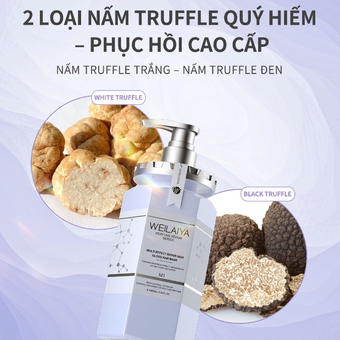 Dầu hấp tóc phục hồi đa tầng Weilaiya chiết xuất nấm Truffle dưỡng tóc chuyên sâu, mượt tóc cho tóc khô xơ chai 450ml