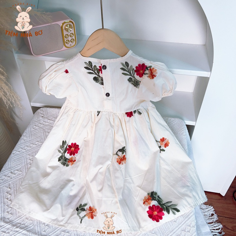 Váy babydoll bé gái thêu hoa size 1-5 tuổi, Váy xinh xắn dành cho bé yêu Tiệm Nhà Bơ