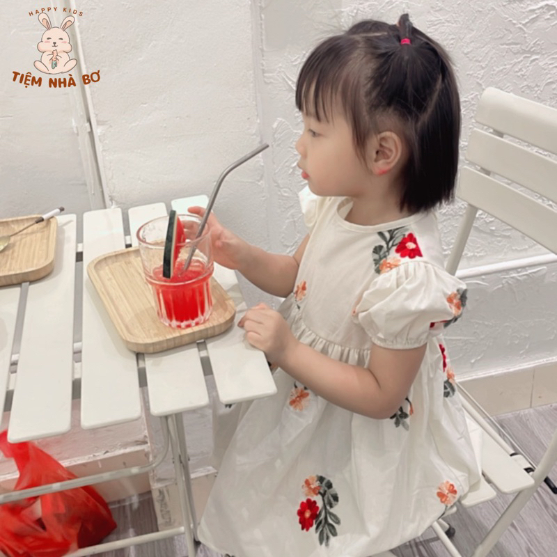 Váy babydoll bé gái thêu hoa size 1-5 tuổi, Váy xinh xắn dành cho bé yêu Tiệm Nhà Bơ