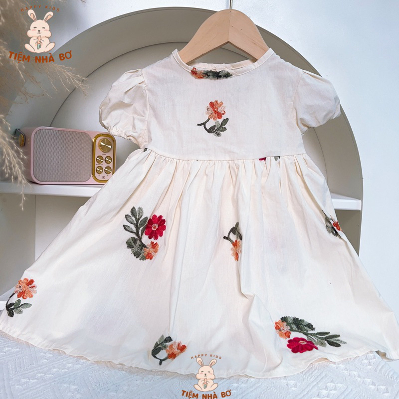 Váy babydoll bé gái thêu hoa size 1-5 tuổi, Váy xinh xắn dành cho bé yêu Tiệm Nhà Bơ