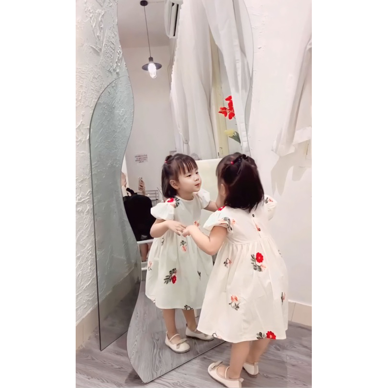 Váy Babydoll Liena’S Closet Cho Bé Gái 1-5 Tuổi Thêu Hoa Điệu Đà