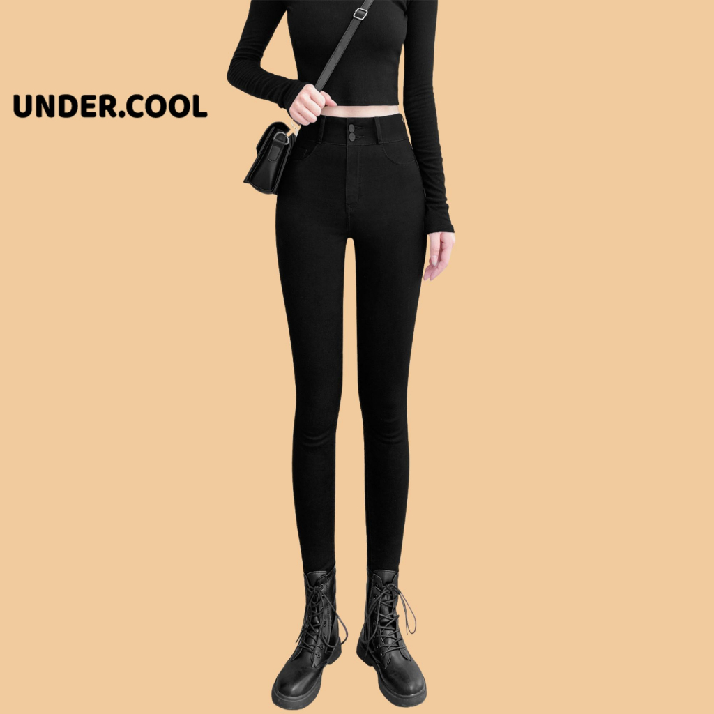 Quần Legging Nữ Cạp Cao Hai Khuy Khóa Trước UNDERCOOL UMI ưng cạp cao Siêu Co giãn 2 Túi trước, 2 túi sau QD06
