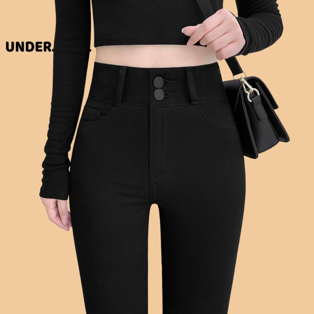 Quần Legging Nữ Cạp Cao Hai Khuy Khóa Trước UNDERCOOL UMI ưng cạp cao Siêu Co giãn 2 Túi trước, 2 túi sau QD06
