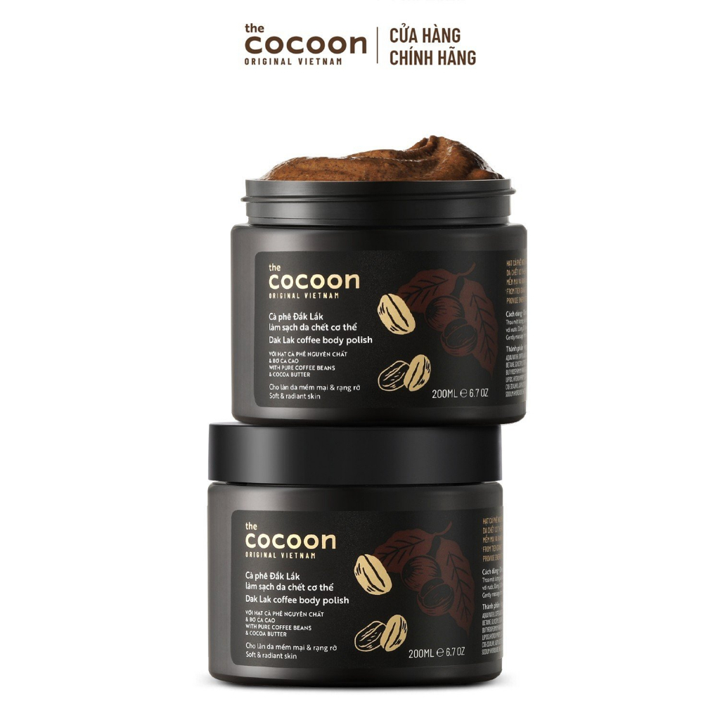 Combo 2 Tẩy da chết cơ thể cà phê Đắk Lắk Cocoon cho làn da mềm mại và rạng rỡ 200ml