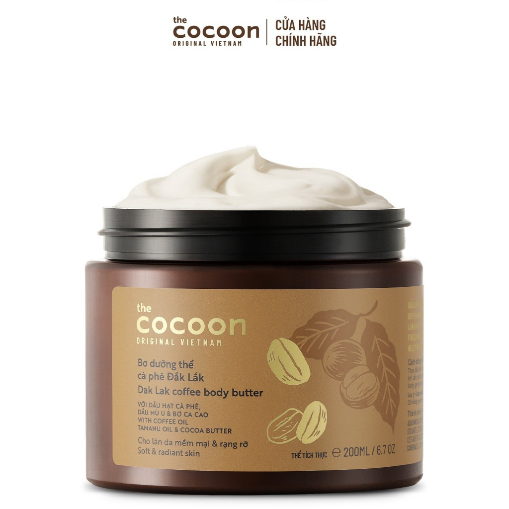 Bơ dưỡng thể cà phê Đắk Lắk Cocoon cho da mềm mịn & rạng rỡ 200ml