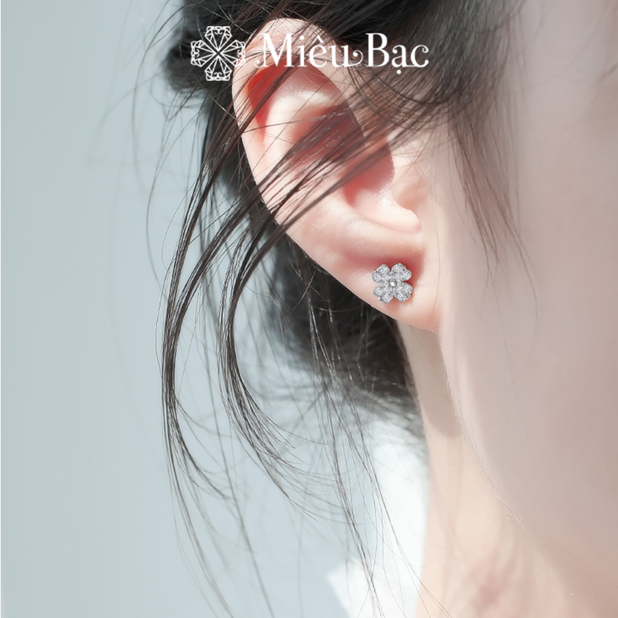 Ảnh Bông tai nữ Miêu Bạc Cỏ May Mắn chất liệu bạc 925 thời trang phụ kiện trang sức nữ E044 2