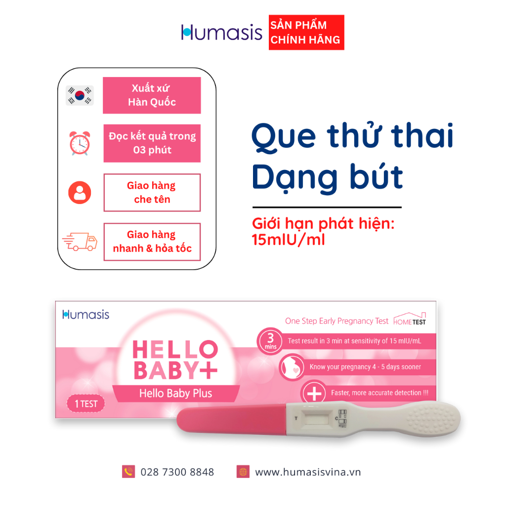 Que thử thai Humasis Hello Baby Plus - Dạng Bút - Phát hiện mang thai ...