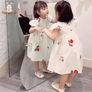Váy babydoll bé gái thêu hoa size 1-5 tuổi, Váy xinh xắn dành cho bé yêu Tiệm Nhà Bơ