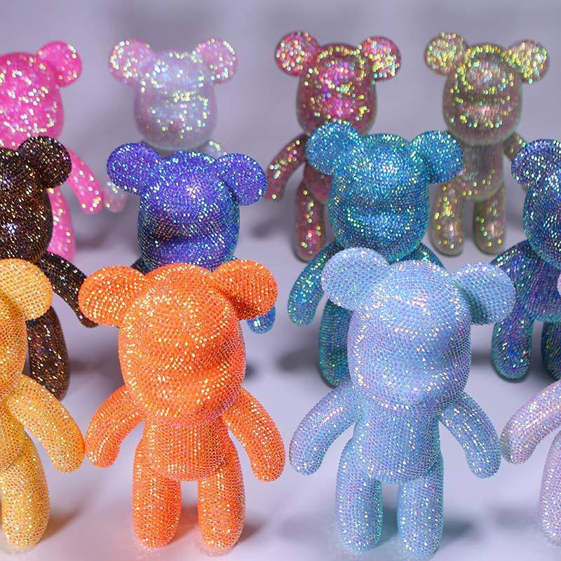 Bearbrick gấu tự đính đá size 33cm nhiều màu (combo đầy đủ gấu + đá + bộ đính + keo)
