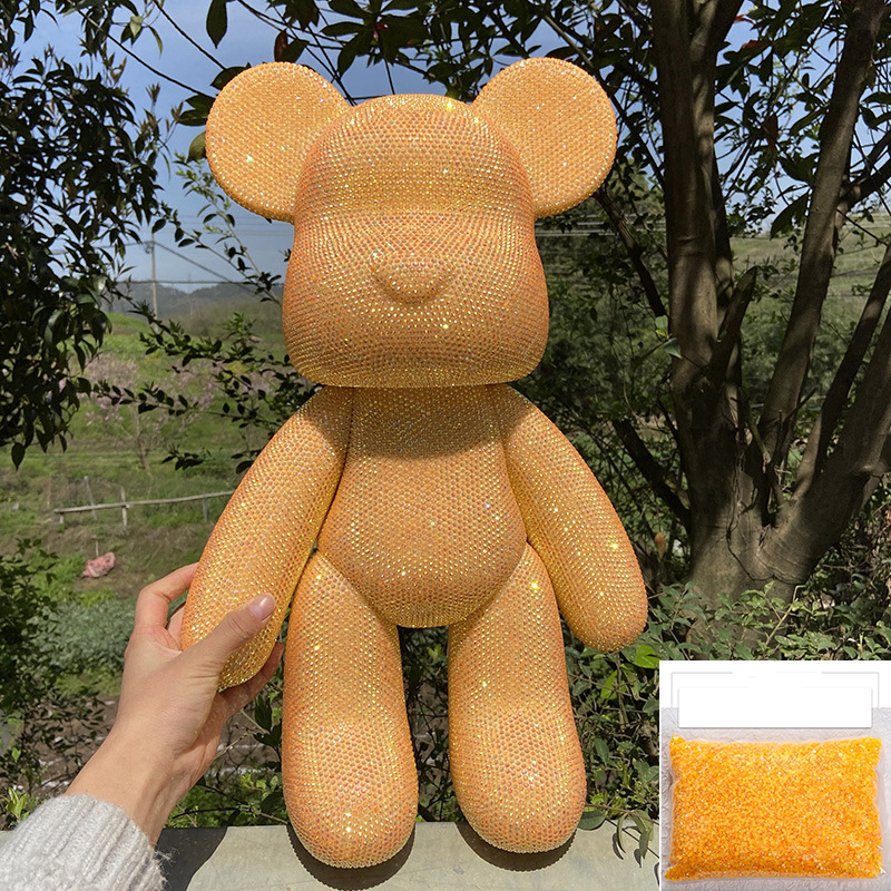 Bearbrick gấu tự đính đá size 33cm nhiều màu (combo đầy đủ gấu + đá + bộ đính + keo)