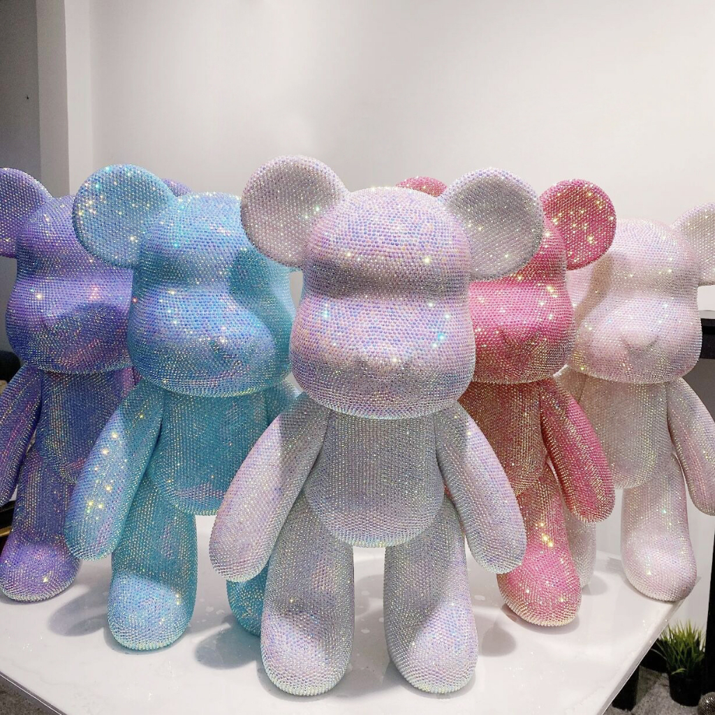 Bearbrick gấu tự đính đá size 33cm nhiều màu (combo đầy đủ gấu + đá + bộ đính + keo)