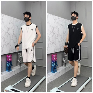( Hàng Mới ) Bộ Thể Thao Ba Lỗ Hè Nam Nữ Phối Họa Tiết Viền Kẻ Cá Tính, Cotton Cá Sấu Thoáng Khí Mềm Mịn Thấm Hút Mồ Hôi