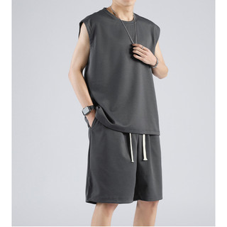 Bộ Thể Thao Ba Lỗ Hè Cổ Tròn Trơn Basic, Phong Cách Tank Top Bóng Rổ Hè Cotton Thoáng Khí Thấm Hút Mồ Hôi Tốt