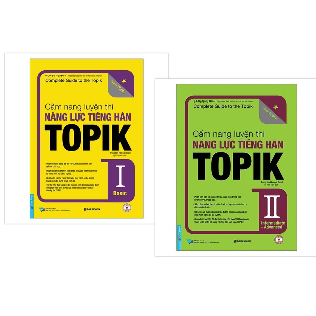 Combo Sách - Cẩm Nang Luyện Thi Năng Lực Tiếng Hàn TOPIK ( Tập 1 + Tập 2 ) - First News