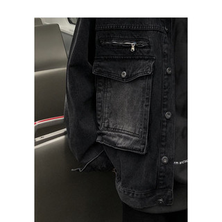 Áo Khoác Jeans Nam Nữ Denim Jacket Hàn Quốc Màu Đen Túi Xám, From Rộng Thời Trang Unisex Phong Cách Hàn Quốc