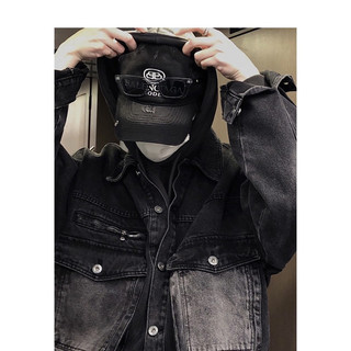 Áo Khoác Jeans Nam Nữ Denim Jacket Hàn Quốc Màu Đen Túi Xám, From Rộng Thời Trang Unisex Phong Cách Hàn Quốc