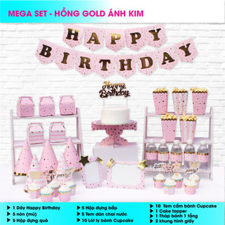 Set trang trí sinh nhật chủ đề Ánh Kim giá gốc 155k giảm còn 110k