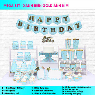 Set trang trí sinh nhật chủ đề Ánh Kim giá gốc 155k giảm còn 110k
