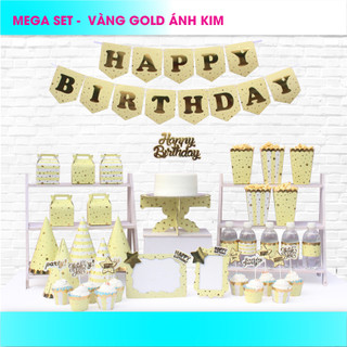 Set trang trí sinh nhật chủ đề Ánh Kim giá gốc 155k giảm còn 110k