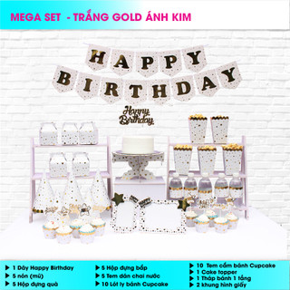 Set trang trí sinh nhật chủ đề Ánh Kim giá gốc 155k giảm còn 110k