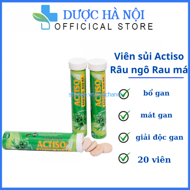 Viên sủi Actiso Râu ngô Rau má mát gan bổ sung vitamin, thanh nhiệt cơ ...