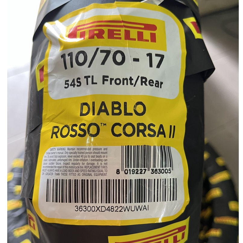 (Corsa II 110/70-17) Vỏ xe Pirelli Diablo Rosso Corsa II 110/70-17 MC ...