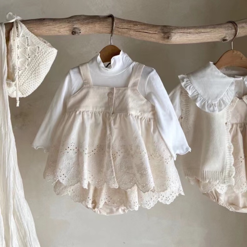 [MD19] Body suit váy 2 dây yếm ren phong cách Hàn Quốc cho bé gái