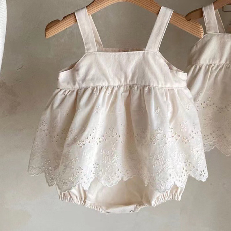 [MD19] Body suit váy 2 dây yếm ren phong cách Hàn Quốc cho bé gái