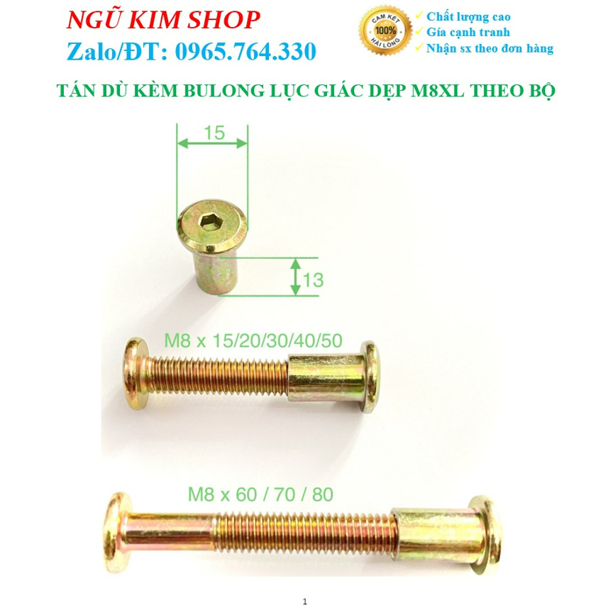 TÁN DÙ KÈM BULONG LỤC GIÁC DẸP M8 x L THEO BỘ | Shopee Việt Nam