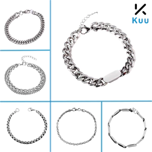Vòng tay nam nữ unisex titan dạng xích bạc kiểu dáng basic KuuClothes Hàn Quốc nhiều lựa chọn - Tổng Hợp Lắc Tay